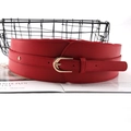 Ceinture corset large en cuir PU rouge à la mode avec boucle en métal doré décorative - Rouge