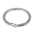 Classico bracciale a catena cubana in acciaio inossidabile argento con chiusura a H - Bracciale Argento / 20cm