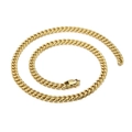 Polished gold-plated stainless steel Cuban link chain necklace with lobster clasp - 45cm Necklace / Gold