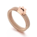 Anello a maglia in oro rosa con motivo minimalista a zampa di gatto da donna - US 7 / Oro rosa