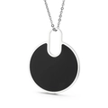 Minimalist necklace with a black circular pendant and silver stainless steel chain - Steel Color Pendant No Chain (KP100858-KC)