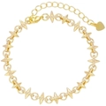 Détail du bracelet chaîne torsadée plaqué or 18K avec pointes zircon et pendentif cœur - Doré