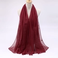 Detailed texture of wine red semi-transparent voile fabric sun protection scarf - Wine Red
