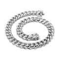 Cadena de eslabones cubanos de acero inoxidable plateado pulido con cierre cuadrado liso - Collar Cubano Plateado 45cm(KN203155-ZC)