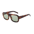 Gafas de sol de aviador retro con montura de carey y lentes de color verde claro - Montura con patrón de flores / Lente verde claro