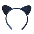 Cute dark blue velvet cat ear headband for women hair accessories on white background - Navy Blue