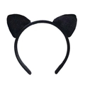 Détail d'un serre-tête oreilles de chat noir mignon avec texture en velours doux - Noir