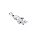 Minimalist silver cartoon girl pendant in polished titanium steel for DIY jewelry - Girl with Hat Pendant (KP93832-Z)