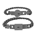 Pulseras de pareja de acero inoxidable negro con dijes de corazón y candado - Negro