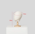 Linen display mannequin head with wooden base for hats and wigs, 35cm height - Female Style + Super Short Base