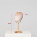 Brown velvet mannequin head on wood stand for wigs and hats display, 54cm head size - Champagne Velvet + Short Base