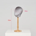 Mannequin head for hats and wigs in grey fabric with a 54cm head size and wooden base - Grey Velvet + Tall Base