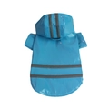 Imperméable bleu pour chien avec capuche et bandes réfléchissantes de sécurité - S / Type PU à 2 Pattes / Bleu
