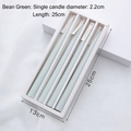 Set of 4 sage green 25cm long taper candles in a white window gift box packaging - Ocean Forest Scented Candle / Bean Green