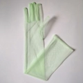 Elegante hellgrüne lange Tüll-Brauthandschuhe aus transparentem Netzgewebe für Abendmode - 70cm / Fruchtgrün