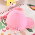 Mini-Silikon-Münzbörse in rosa Baseballkappen-Stil mit Metallhaken und Reißverschluss - Rosa