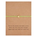 Minimalist green braided rope bracelet with golden butterfly charm on wish card - Butterfly / Fluorescent Green