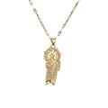 18K gold plated necklace with religious pendant featuring cubic zirconia pavé stones - Gold-Religious Figure