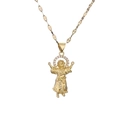 Close-up of 18K gold plated necklace with Santo Niño de Atocha angel pendant and crystals - Gold-Atocha Child