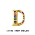 Detail of gold letter D charm with vibrant multi-color zircons for mesh band DIY - Letter D Charm
