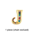Gros plan du pendentif lettre J doré serti de zircons colorés, chaîne non incluse - Pendentif Lettre J