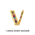 Gold-plated letter V pendant with multi-color cubic zirconia stones and 1 piece label - Letter V Charm
