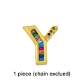 Rainbow mesh strap bracelet letter Y charm in gold finish with multi-color stones - Letter Y Charm