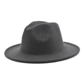 Detailed close-up of dark charcoal wool felt fedora showing thick fabric texture - M (56-58cm) / Dark Gray