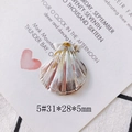 Detailed view of silver shell pendant with radial texture on a decorative card 31x28mm - Style 5# Silver Radial Pattern (31*28*5mm)