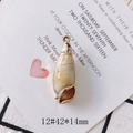 Detail of vintage conch shell pendant with gold-plated edges on a patterned background - Style 12# Gradient Spiral (42*14mm)