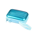 Mini valise porte-monnaie rectangulaire en fer-blanc cyan avec fermeture éclair - Bleu lac