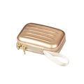 Mini rose gold rectangular hardshell case with stripe design and wrist strap - Gold