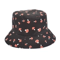 Cappello alla pescatora nero alla moda con stampa di funghi per il sole - M (56-58cm) / Nero Fungo