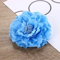 Detailed macro view of the blue fabric peony flower petals and realistic stamen texture - Lake Blue