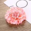 Close-up of pink fabric peony hair clip with detailed layered petals for Hanfu - Orange Pink