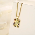 Collar colgante Virgen María en oro 18K de acero inoxidable con circonitas de colores - Dorado Circonita Multicolor