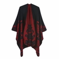 Detailed close-up of soft cashmere-feel fabric with reversible red and black floral patterns - 135x155cm / Cut-Out Solid Butterfly Black Red