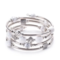 Multi-layer wrap bracelet with white marble beads and engraved geometric metal charms - Natural White Turquoise Bracelet