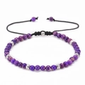 Handmade woven bracelet with purple imperial stones and silver engraved beads - Purple Imperial Stone (12)