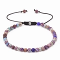 Adjustable bohemian braided bracelet with purple and blue natural stone beads - Purple Blue Imperial Stone (09)