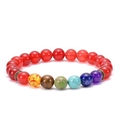 Detailed shot of chakra bracelet with red agate beads and colorful natural stones - Red Agate 7 Chakra