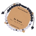 Handgemachtes Be Brave Morsecode-Armband mit weißem Türkis und Lavastein-Perlen - Sei Tapfer