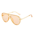 Klassische Pilot Sonnenbrille mit übergroßem Bernsteinrahmen und gelben Gläsern - Transparenter Tee-Rahmen Tee-Gläser