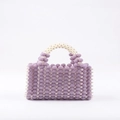 Handmade purple beaded handbag with white pearl accents and elegant woven design - Light Purple