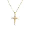 Close-up of gold-plated cross pendant with zircon stones and crucifix detail - Jesus Crucifix with White Zirconia (CN001565YS White)
