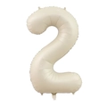 Retro cream number 2 foil balloon in caramel beige for birthday party decorations - Number 2 / Cream