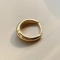 Minimalist gold hoop earring with a smooth polished finish on cream fabric background - 16mm Pair / Gold