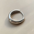 Minimalist silver hoop earring in a polished finish with a secure snap closure - 16mm Pair / Silver