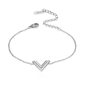 Detail of the V-shaped pendant on a silver-tone link chain with lobster clasp and K14 stamp - Steel