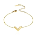 Elegant 18k rose gold plated V-letter pendant bracelet with adjustable chain for women - Gold